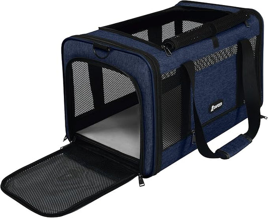 GAPZER Cat Carrier 18x11x11 United Airline Approved, Soft Pet Flying Kennel | Small Dog Chihuahua Crate 5-10 Pounds, Softshell Kitty Taxi Transport Cage 18lbs, Sturdy Miniature Poodle Top Loader Vet Case