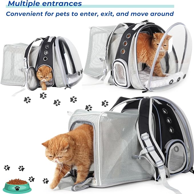 Expandable Cat Backpack Carrier for Large Cats & Small Dogs - Airline Approved Pet Bubble Backpack with Dual-Side Expansion, Perfect for Travel, Hiking & Outdoor Adventures, Up to 16lbs