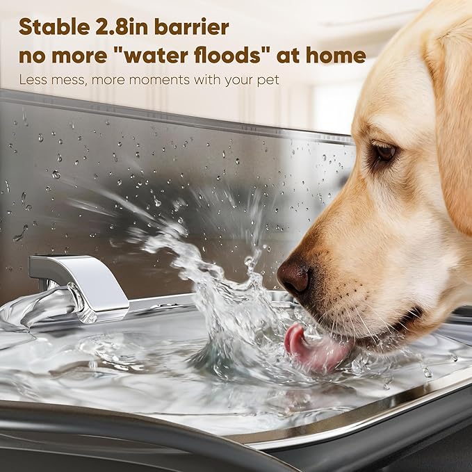 Large Stainless Steel Dog Water Fountain no Spill, 2.1Gal/8L with 8 Filters | Automatic Dog Water Bowl Dispenser, Super Quiet Cat Fountain, Dog Bowl to Drinkg Inside, Gifts for Pets
