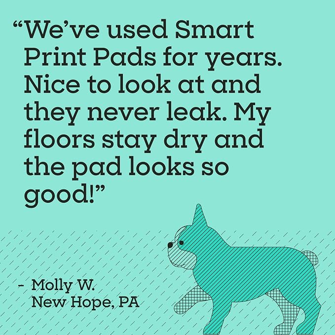 Pet Life Unlimited Smart Prints Large Puppy Pads for Dogs, Potty Training Pee Pads, 84 Count, 22" x 22", Leak-Proof, Super Absorbent, Quick-Dry, Patterned Pads with Odor Control, Made in USA