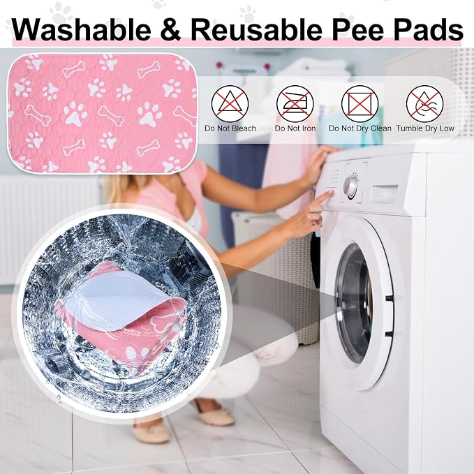 BEAUTYZOO 4 Pack Washable Pee Pads for Dogs,Reusable Puppy Pads 36x41 Pink | Waterproof Super Absorbent,Non Slip and Leak-Proof Against Urine,Whelping Pads Mats for Puppy Potty Training,Playpen,Crate