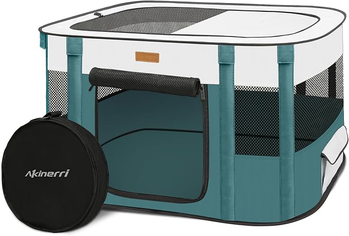Dog Playpen - Foldable Cat Play Pens for Pubby,Kitten, Rabbit,Portable Pet Tent with Carring Bag for Indoor/Outdoor Travel Camping Blue X-Large