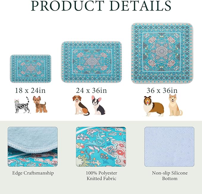 Homimp Washable Pee Pads for Dogs, 4 Pack Reusable Puppy Pads, Absorbent and Leakproof Dog Pee Pads, Non Slip Puppy Training Pads, Pet Mat for Floor, Crate, Couch, Whelping, 36"x36"