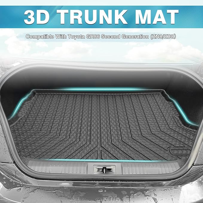Mixsuper Cargo Liner for 2022-2025 Toyota GR86 / Subaru BRZ All Weather Cargo Mat Rear Trunk Liner Tray Black