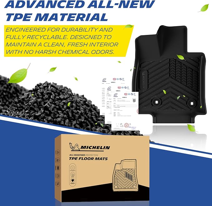 Michelin Vehicle Mats, Premier Series All-Weather TPE Custom Fit Liner for Toyota RAV4 Hybrid 2026-2027 Floor Mats (4 Piece)