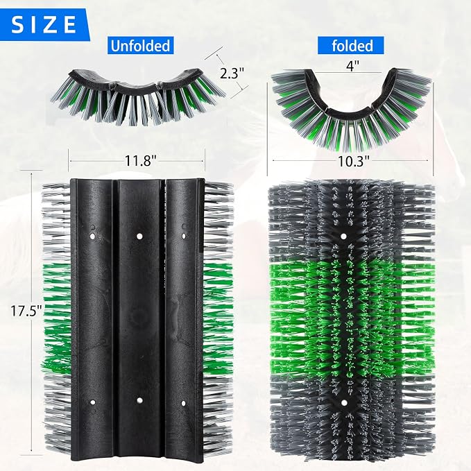 Extra Large Size Livestock Scratching Brush, Upgraded Horse/Goat/Cow/Cattle Scratcher Brush for Grooming, Itch Relief Horse Scratcher Brushes Kit with Two Sets of Mounting Screws(1-Pack,Gray)
