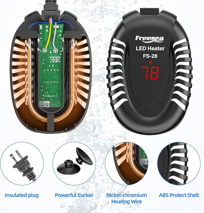 FREESEA Aquarium Fish Tank Heater: 75W Small Submersible Turtle Heater with Adjustable Temperature External Controller for Betta | Saltwater | Freshwater | 5-15 Gallon