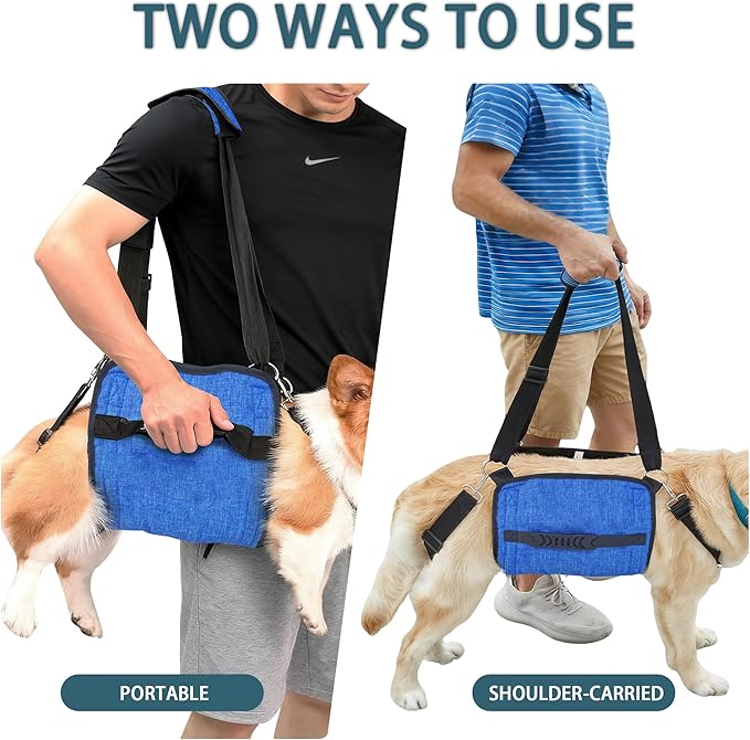 Adjustable Dog Lift Harness, Dog Carry Sling Provides Rear Leg Support for Senior Dogs, Arthritis and After ACL Surgery Dogs,Suitable for Medium to Large Dogs,Blue XL