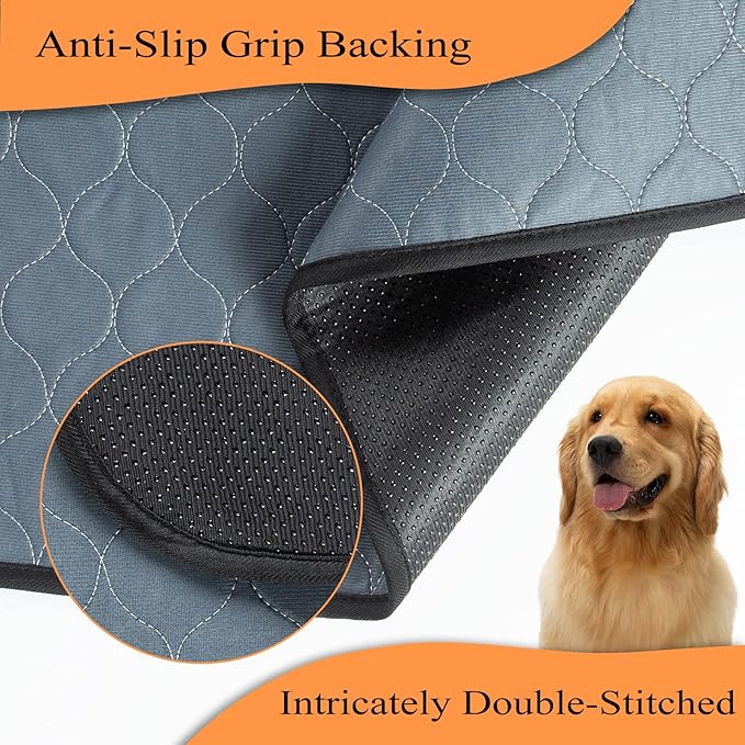 Bunlitent Washable Pee Pads for Dogs, 36"x48", 5 Pack, Reusable Puppy Pads | Reusable, Quick Dry, Anti-Slip, Large, Waterproof, Whelping Pad for Pet, Playpen, Incontinence, Housebreaking, Training, Grey