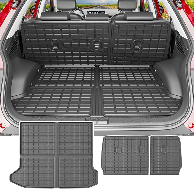 powoq Cargo Mat Compatible with 2022-2024 Ioniq 5 Backrest Mat Trunk Mat TPE Cargo Liner Back Seat Protector Replacement for 2022 2023 2024 Ioniq 5 Accessories (Trunk Mat+Backrest Mats)