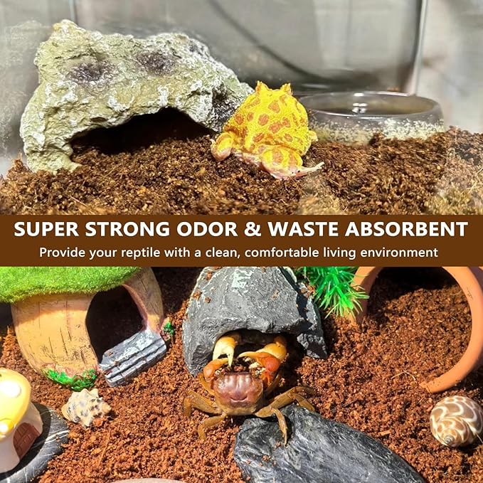 BNOSDM 2PCS Reptile Soil Substrate,Natural Terrarium Bedding,Snake Bedding, Fluffy Reptile Tank Substrate for Tortoise Hermit Crab Tarantulas Lizards