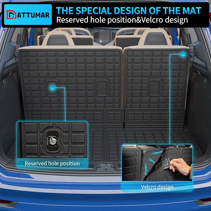 Floor Mats Compatible with 2018-2024 Ford Expedition 7-Seater (Not Fit Max) Cargo Liner Trunk Mat Back Seat Cover 2023 Expedition Accessories (Trunk Mat+3rd Row Backrest Mats+Floor Mats)