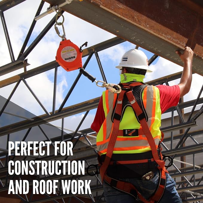 Warthog Comfort MAXX - Safety Harness for Construction – Fall Protection Equipment with Removable Belt and Lumbar Support, Side D-Rings, and Padding, OSHA & ANSI Compliant (S-M)