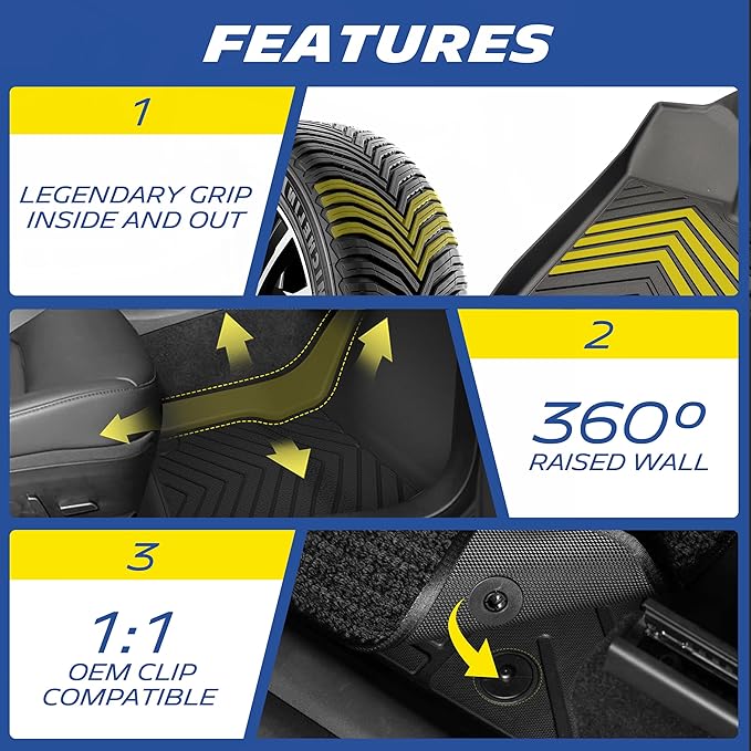 Michelin Floor Mats, Premier Series All-Weather TPE Custom Fit Liner for Toyota Camry 2025-2026 Floor Mats (4 Piece)