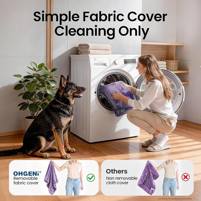 OhGeni Orthopedic Extra Large Dog Bed Couch, Memory Foam, 44-inch (Purple) | Waterproof Pet Bed with Machine-Washable Removable Cover & Soft Comfortable Fabric