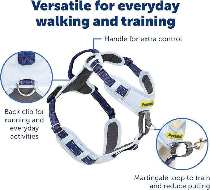 PetSafe Easy Walk Comfort No Pull Dog Harness, Blue, Medium | Stops Pulling on First Use with Front Martingale Loop, Full-Body Padding, 5-Point Adjustable Fit