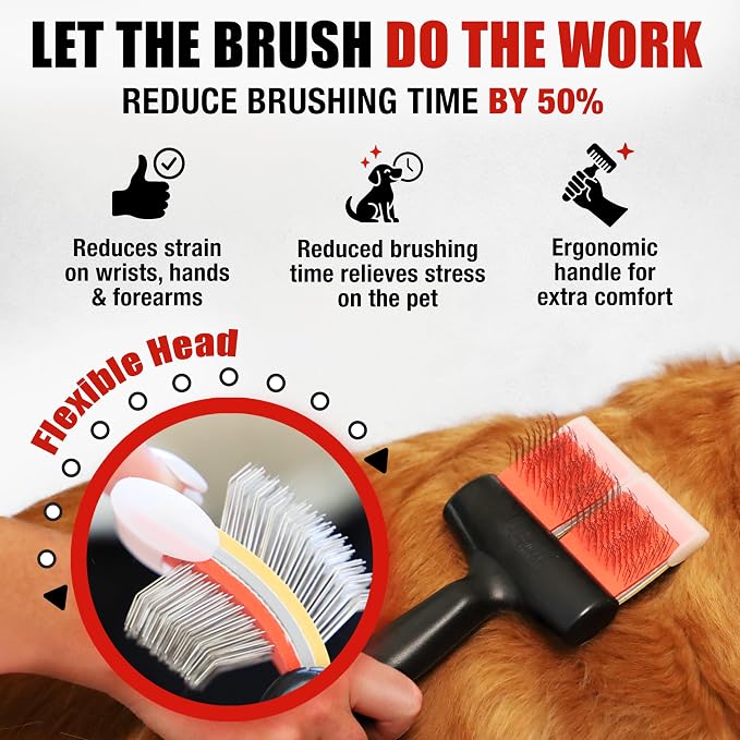 FlexIt Home - Flexible Slicker Brush for Dogs (Single, Soft Flex) | Dog Grooming Brush for Poodles, Golden Doodles, Huskies, Retrievers, and Labradoodles | 3-in-1 System & Video Trainings