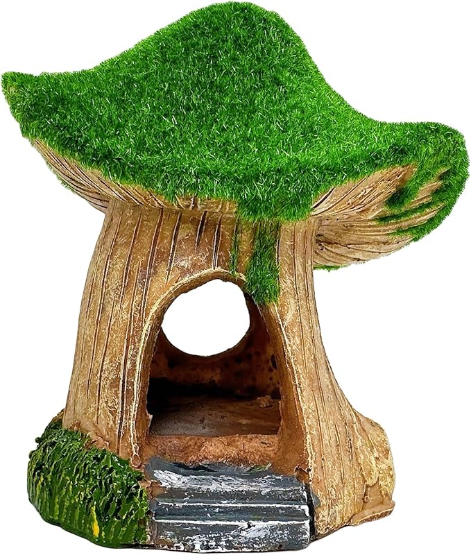 Tfwadmx Aquarium Decoration House Resin Hollow Hideout House Moss Cave Betta Fish Log Ornament Tank Hideaway Accessories for Mini Small Fish Shrimp