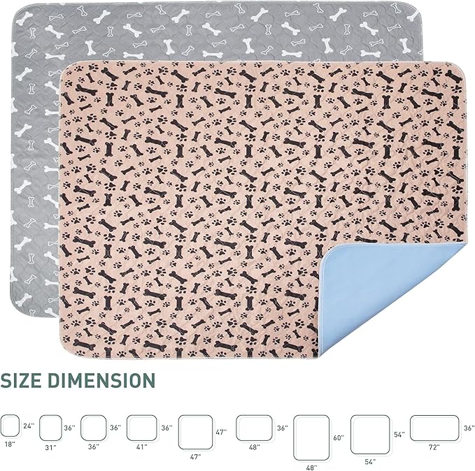 Eterish Reusable Washable Pee Pads for Dogs Small/Large/Extra Large 18'' x 24'' 2 Pack, Absorbent Pet Puppy Dog Training Pads Non-Slip, Waterproof Whelping Potty Pads for Dogs Leak-Proof
