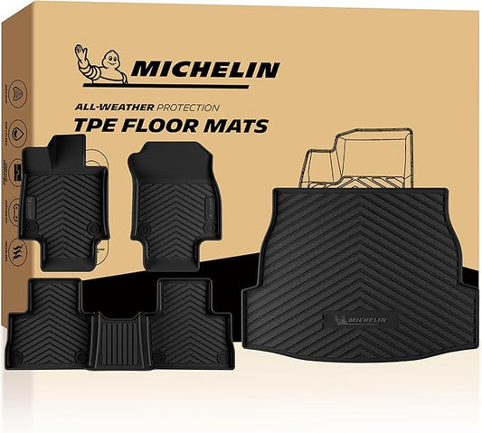 Michelin Vehicle Mats, Premier Series All-Weather TPE Custom Fit Liner for Toyota RAV4 Gas 2019-2025 Floor Mats (4 Piece)