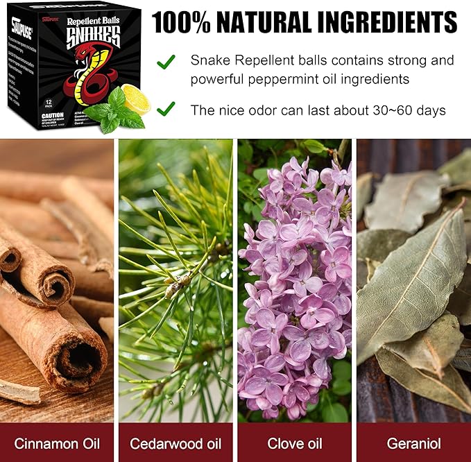 Snake Repellers For Outdoor And Patio Snake Repellent, Powerful And Natural Ingredients Snake Repellent Balls For Lawn, Garden, Fishing, Home, Camping Repel Snakes, Moths And Other Small Pests.12 Pack