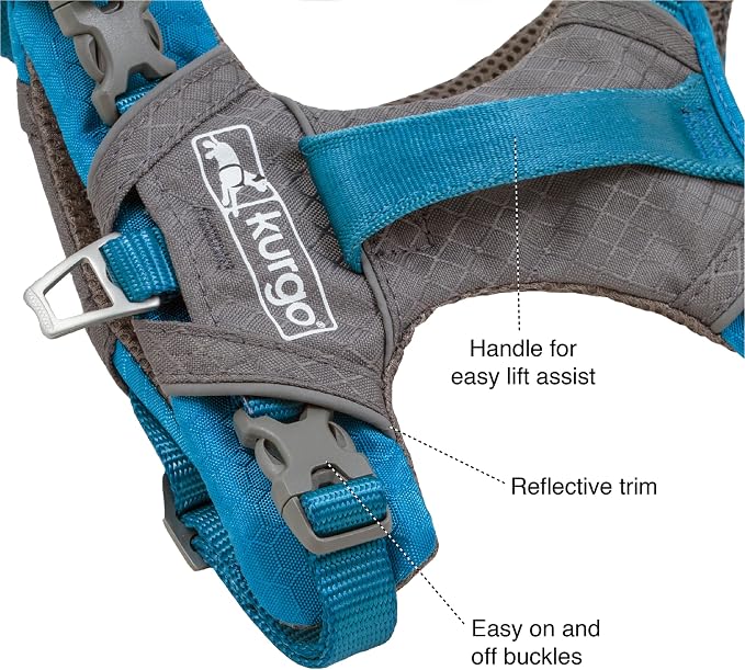 Kurgo Journey Air Dog Harness, Coral, Medium | Padded Chest, Ripstop Outer & Breathable Mesh, Back Assist Handle, Rust-Free Aluminum Hardware, Reflective Trim