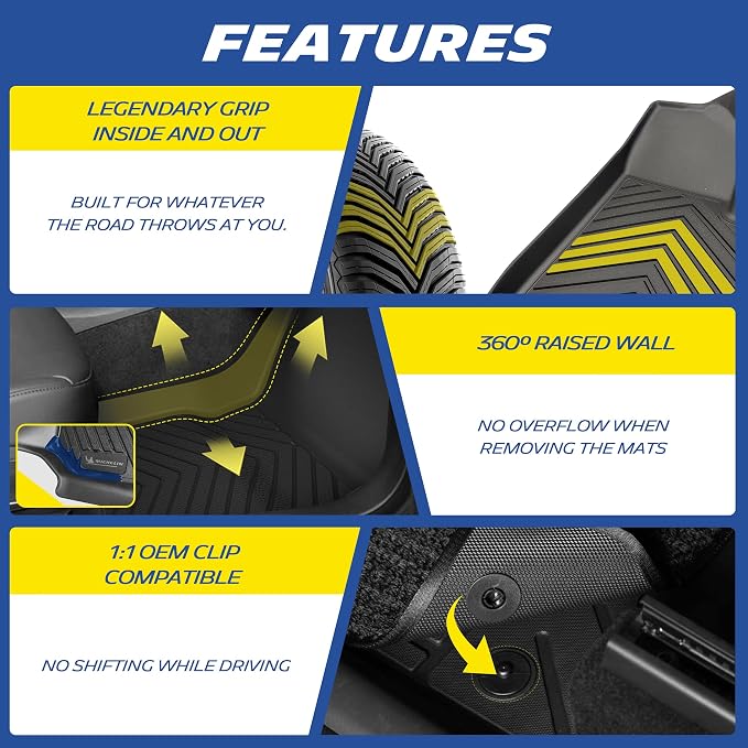 Michelin Vehicle Mat, All-Weather TPE Custom Fit Liner for Tesla Model 3 Floor Mats 2017-2023 (3 Piece), Premier B