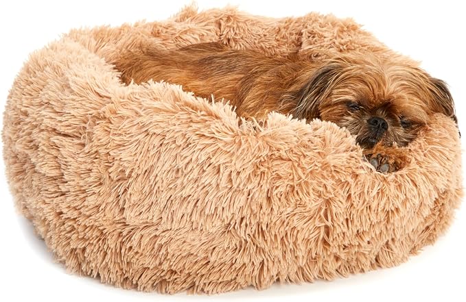 Barkbox Dog Bed, 2-in-1 Memory Foam Donut Cuddler Dog and Cat Bed, Calming Orthopedic Joint Relief Fur Crate Lounger for Pets, Machine Washable + Removable Cover, Waterproof Lining, Includes Toy | Calming Orthopedic Joint Relief Furry Crate Lounger for...