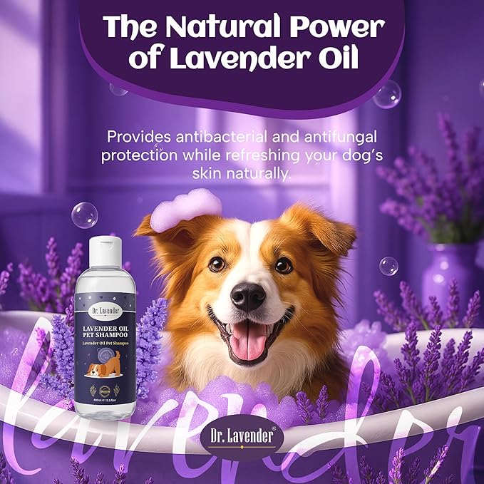 Organic Dog Shampoo for Sensitive Skin - Natural Lavender Oil Pet Wash for Itch Relief, Flea & Tick Defense - Calming & Hypoallergenic Puppy Grooming Supplies - Deodorizing Moisturizing (Lavender)