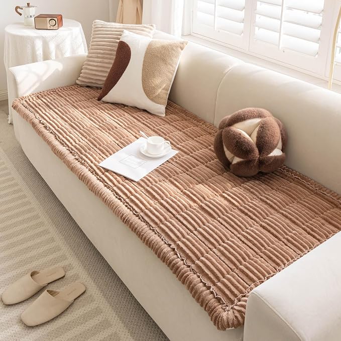Couch Cover for Dogs Washable, Non-Slip Pet Couch Covers for Sofa, Fuzzy Dog Couch Cover Blanket for Furniture Protector (Z-Coffee, 27.6" x 70.9"/70 x 180cm)