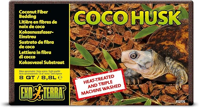 Exo Terra Coco Husk Brick, 8 QT (8.8 L) – Natural Coconut Fiber Terrarium Substrate for Reptiles, Amphibians & Tropical Enclosures