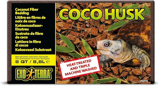 Exo Terra Coco Husk Brick, 8 QT (8.8 L) – Natural Coconut Fiber Terrarium Substrate for Reptiles, Amphibians & Tropical Enclosures