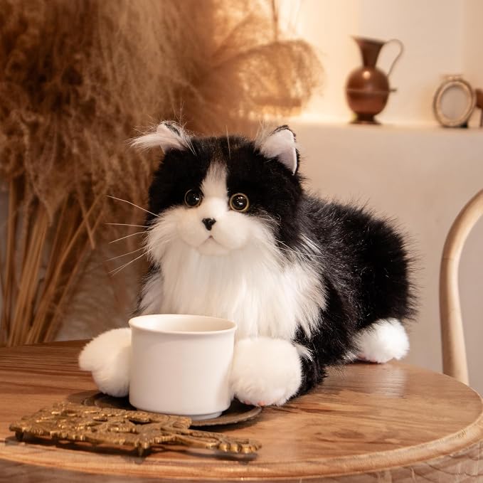 Chongker Stuffed Animals Handmade Realistic Cat Plush Toy Companion for Elderly Adults Women Kids Cat Lover Surprise Gifts for Anniversary Birthday