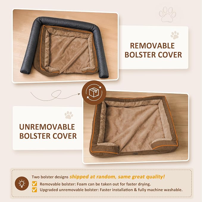 Comfort Expression Orthopedic Dog Beds for Large Sized Dog with Bolster | Waterproof Dog Couch Bed with Washable Cover & Non-Slip Bottom, Supportive Egg Crate Foam Large Pet Bed, 35x22 Inch