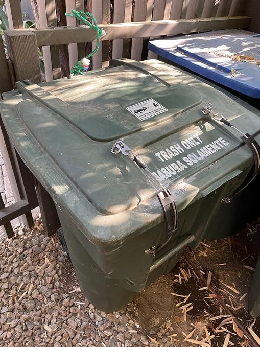 YYST Outdoor Garbage Trash Waste Can Bin Lid Lock Holder Strap, Animal Raccoon Bear Proof Trash Can Lock