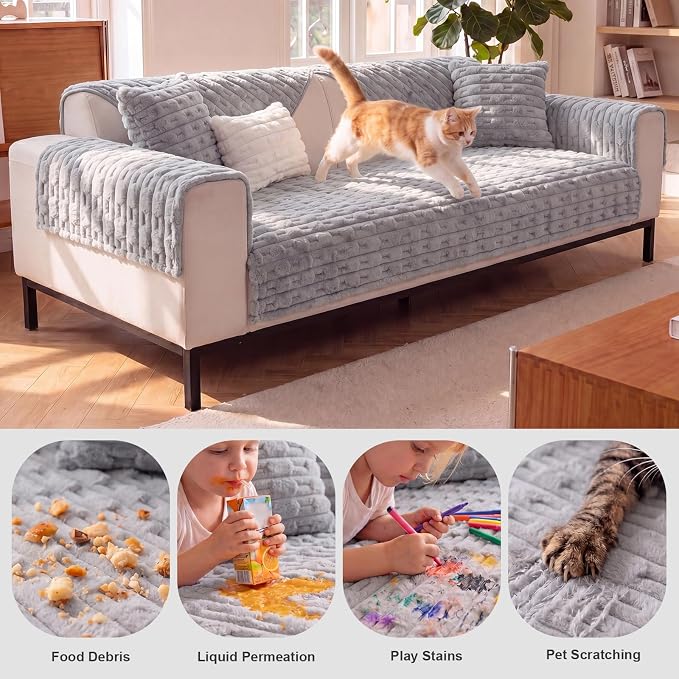 FUANGUI Waterproof Armrest Couch Cover for Dogs, Washable Backrest Cover | Soft Recliner Chair Protector, Cat Dog Armchair Armrest Cover Non-Slip Couch Covers Sofa Pet Friendly