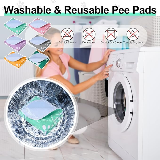 BEAUTYZOO 6 Pack Washable Pee Pads for Dogs,Reusable Puppy Pads 16x24 Aqua | Waterproof Super Absorbent,Non Slip and Leak-Proof Against Urine,Whelping Pads Mats for Puppy Potty Training,Playpen,Crate
