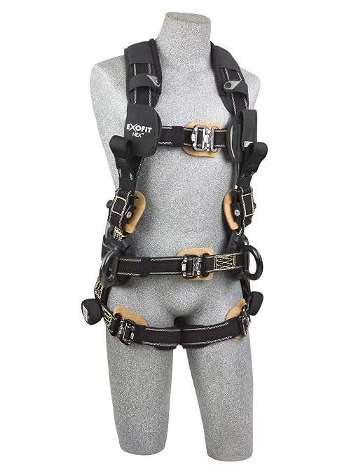 3M DBI-SALA ExoFit NEX 1113320 Full Body Arc Flash Harness, Back/Front Web Rescue Loops, Belt W/pad, PVC Coated Alum. Side D-Rings, Locking QC Leg Straps, Small, Black