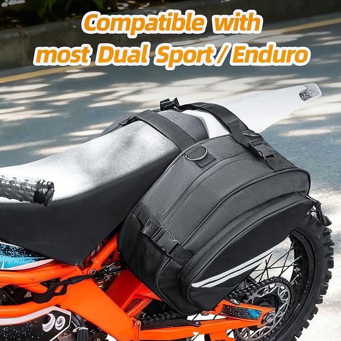 Motorcycle Saddlebags Compatible with Dirt Bike, Dual Sport Motorcross, Motorbike, Racing Mountain Off-Road, Waterproof Motorcycle Bag with Rain Covers (Upgrade 24L)