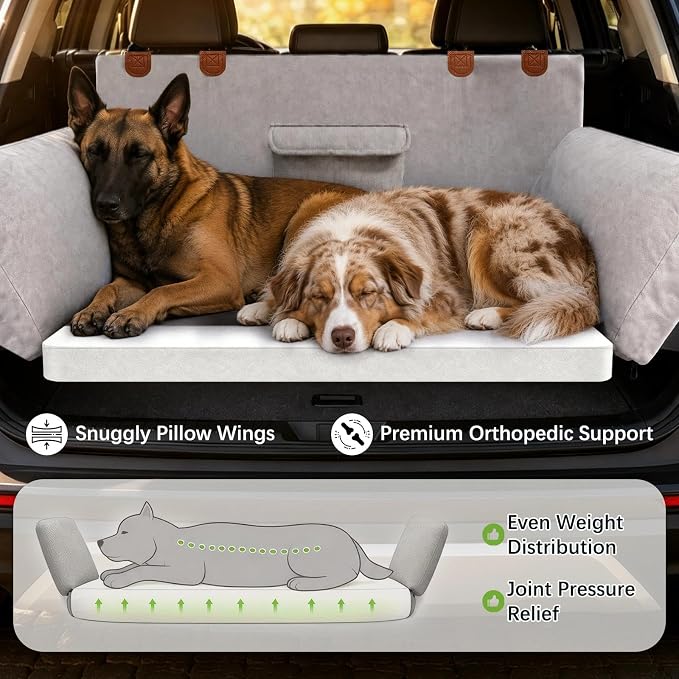 SUV Cargo Liner for Dogs, Orthopedic SUV Dog Bed, Extra Large | Waterproof pet cargo cover with bumper flap protector, scrachproof non-slip dog cargo liner for SUV, 45 x 36 in