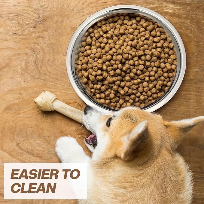 16 Pcs 8 Cup Metal Dog Bowls Stainless Steel Thickened Food Bowls Travel Kennel Food and Water Dish for Medium Large Size Dogs Cats, 64 Oz, Dishwasher Safe