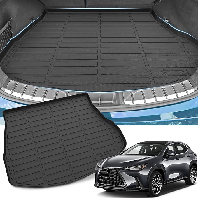 Sunsdrew Rear Trunk Mat for 2022-2026 Lexus NX Accessories NX 250/NX 350/NX 350h/NX 450h+, All Weather Cargo Mat Trunk Liner, TPE Rubber, Raised Edge