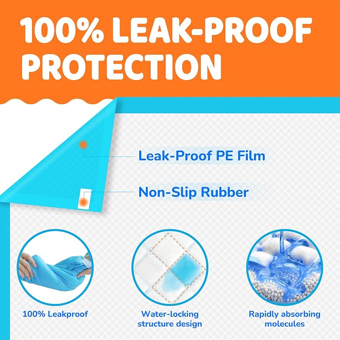 100 Count Puppy Pads 28"x34", Extra Large, Super Absorbent | Disposable Pee Pads for Dogs, Leak-Proof & Quick-Dry, Wee Wee Pads for Dogs, Potty Pads for Dogs, Dog Training Pads