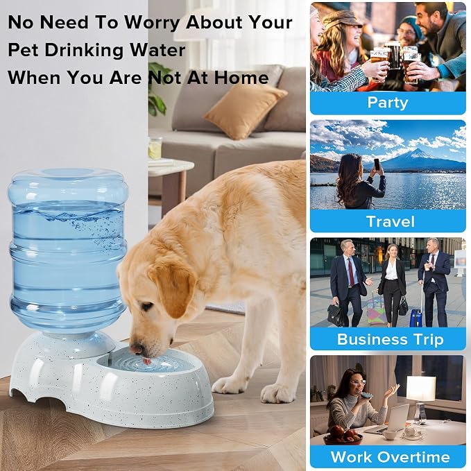 Kenond 3 Gallon Large Dog Water Dispenser, Automatic Gravity Water Bowl | Wide Mouth, Easy to Clean/ Gravity Filled/ Large Capacity/ Multi Pet Home
