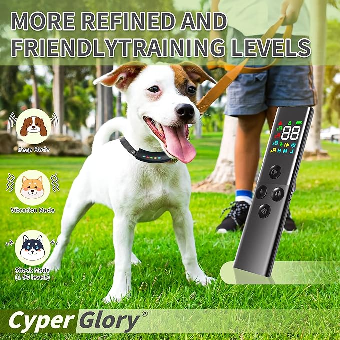 Dog Shock Collar with Remote Control,IP67 Waterproof Dog Training Collar with 4 Training Modes Rechargeable Shock Collar with 99 Adjustable Levels Dog Collars for Small Medium Large Dogs(8-120 Lbs)