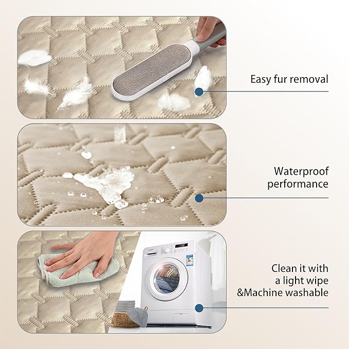 gogobunny Waterproof Blanket, Couch Covers for Dogs, Reversible Protector | 3X Stronger Leakproof, Scratch Proof Durable Furniture Protection, Stain Resistant, Washable, 30x70 Inch Dark Beige