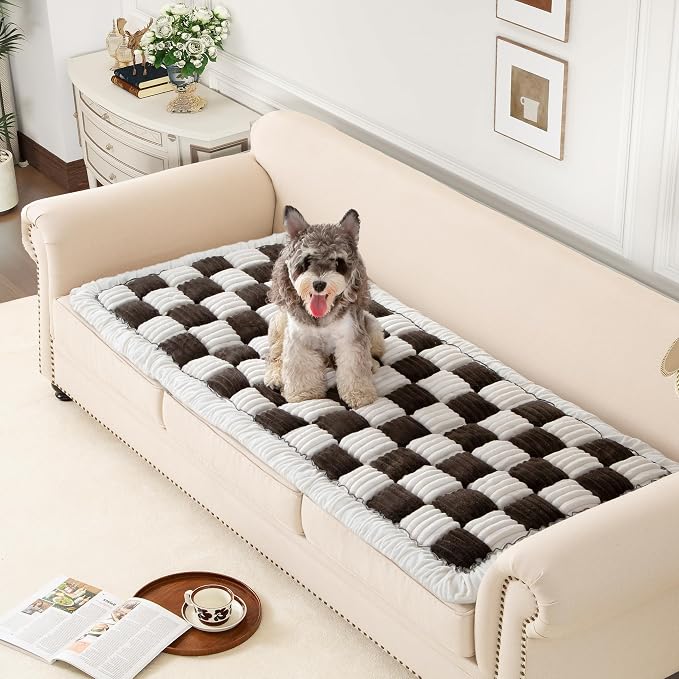 Couch Cover for Sofa, Sectional Couch Cover for Dogs, Sofa Cover Washable, Cushion Cover Blanket Pad Bed Mat for Pets, Fleece Furniture Protector, Black, 27.6x59in