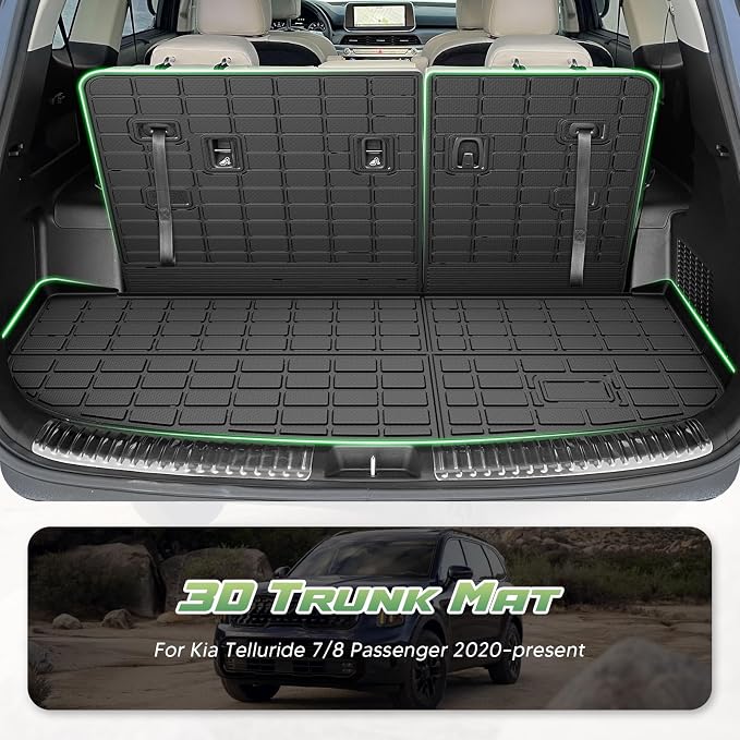 Cartist Cargo Mat & Backrest Mat Fits for Kia Telluride 2020 2021 2022 2023 2024 2025 (7/8 Passenger) All Weather TPE Trunk mat for Telluride Car Accessories for Telluride 2020-2025