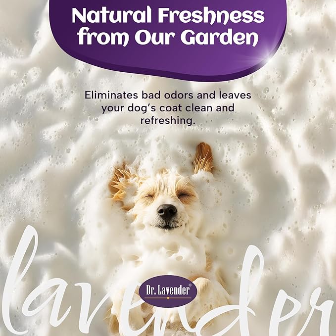 Organic Dog Shampoo for Sensitive Skin - Natural Lavender Oil Pet Wash for Itch Relief, Flea & Tick Defense - Calming & Hypoallergenic Puppy Grooming Supplies - Deodorizing Moisturizing (Lavender)