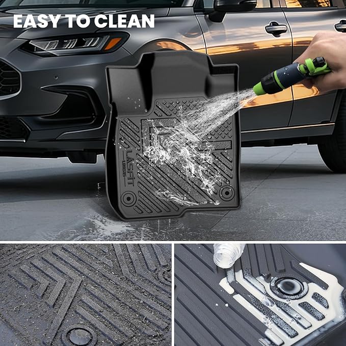 LASFIT Floor Mats & Trunk Mat for Honda Civic Sedan & Sedan Si 2012 2013 2014 2015, All Weather TPE Custom Fit Floor Liner, 1st & 2nd Row & Cargo Mat, Black (Not for Coupe)